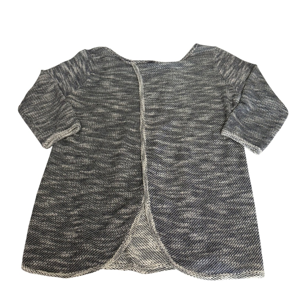 Loveappella Janine Split Back French Terry Top Navy White Marled Womens L NEW - Picture 2 of 9